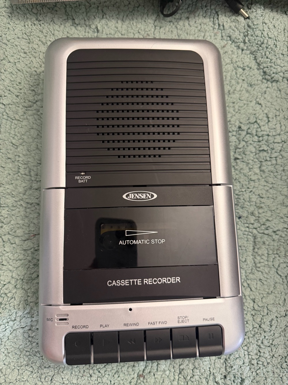 Jensen Silver and Black Portable Cassette Recorder